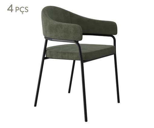 Jogo de Cadeiras de Jantar Olivia Tecido Boucle Verde Alga, green | WestwingNow