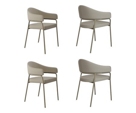 Jogo de Cadeiras de Jantar Olivia Tecido Corriente Champanhe | Westwing