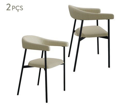 Jogo de Cadeiras de Jantar Angel Tecido Corriente Areia, beige | WestwingNow