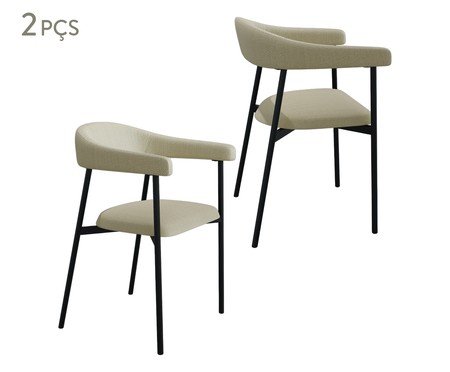 Jogo de Cadeiras de Jantar Angel Tecido Corriente Areia | Westwing