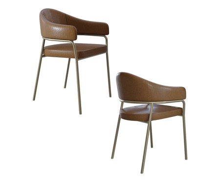 Jogo de Cadeiras de Jantar Olivia Corin Tecido Caramelo | Westwing