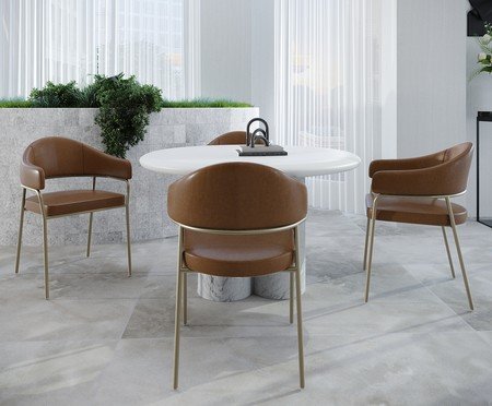 Jogo de Cadeiras de Jantar Olivia Corin Tecido Caramelo | Westwing