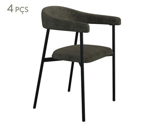 Jogo de Cadeiras de Jantar Angel Tecido Lautrec Marrom e Preto, brown | WestwingNow