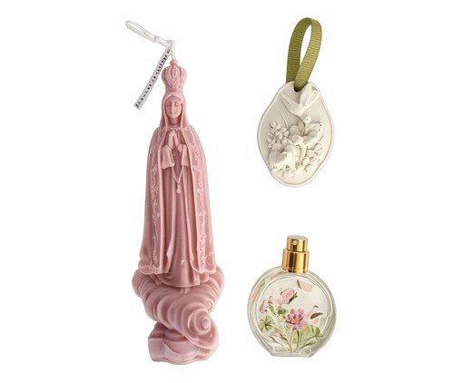 Jogo de Vela e Aromatizador com Gesso Nossa Senhora Rosê, multicolor | WestwingNow