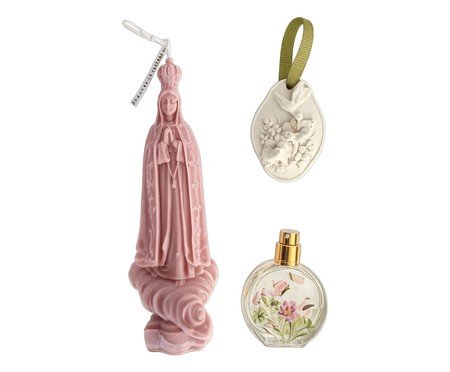 Jogo de Vela e Aromatizador com Gesso Nossa Senhora Rosê | Westwing