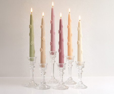Jogo de Velas para Castiçal com Flores Garden | Westwing