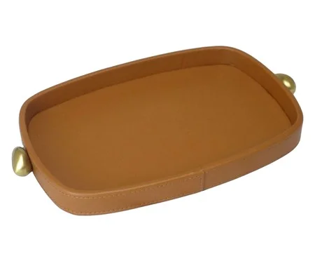Bandeja Decorativa Élen Chocolate e Dourado | Westwing