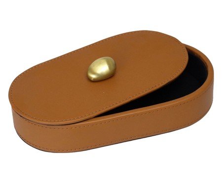 Porta-Objetos Decorativo Custor Chocolate e Dourado | Westwing