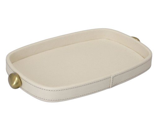 Bandeja Decorativa Varnis Dourado e Off-white, Off White | WestwingNow