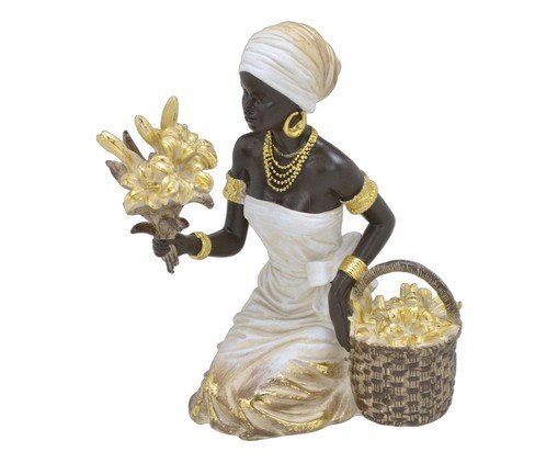 Africana Decorativa Zuri Branco e Dourado, white | WestwingNow