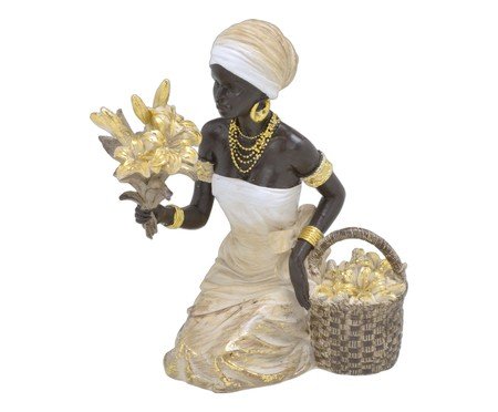 Africana Decorativa Nala Branco e Dourado | Westwing