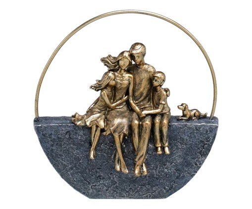 Família com Pet Decorativa Domus Cinza e dourado, grey | WestwingNow
