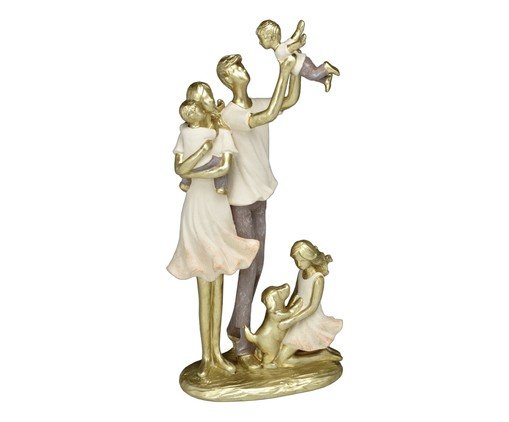 Família com Pet Decorativa Pleno Dourado e Off-white, grey | WestwingNow