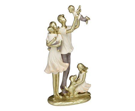 Família com Pet Decorativa Pleno Dourado e Off-white | Westwing