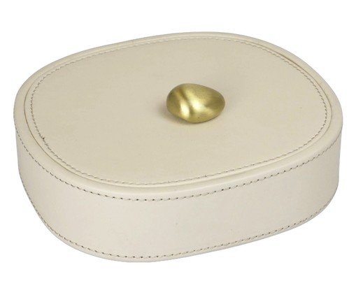 Porta-Objetos Decorativo Portis Dourado e Off-white, Off White | WestwingNow