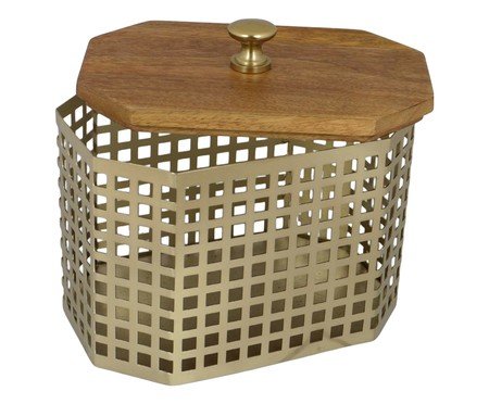 Porta-Objetos Decorativo Boxis Dourado e Marrom | Westwing