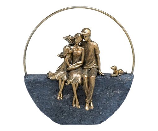 Família com Pet Decorativa Essentia Cinza e dourado, grey | WestwingNow