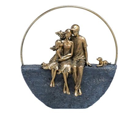 Família com Pet Decorativa Essentia Cinza e dourado | Westwing