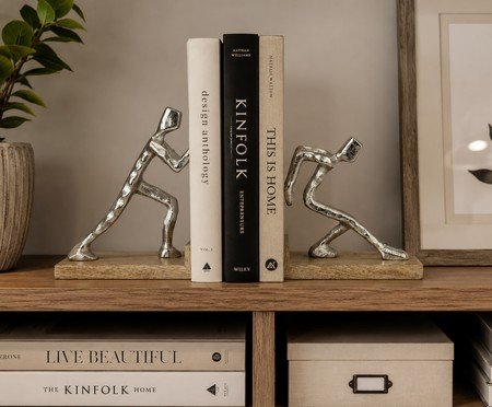 Porta-livros Dupla Marrom e Prata | Westwing