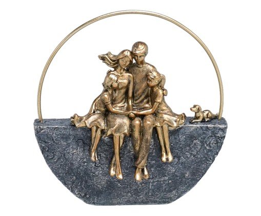 Família com Pet Decorativa Famia Cinza e dourado, grey | WestwingNow