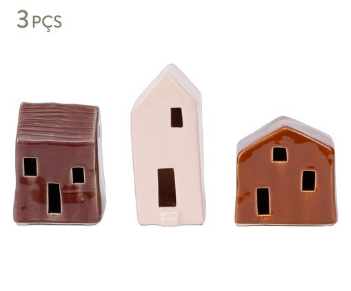 Jogo de Esculturas Casas em Cerâmica Enrico, multicolor | WestwingNow