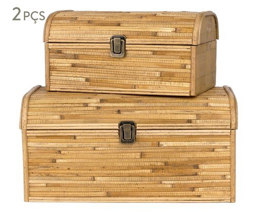 Jogo de Caixa Decorativas em Fibra Natural Lucia, Natural | WestwingNow