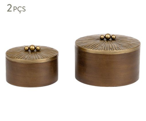 Jogo de Potes Decorativos em Madeira Mita, gold | WestwingNow