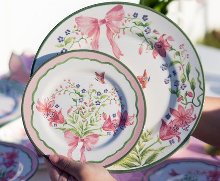 Jogo de Pratos Raso Bellet Bouquet Rosa | Westwing