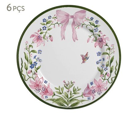 Jogo de Pratos Raso Bellet Bouquet Rosa | Westwing