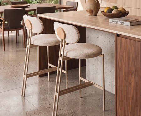 Banqueta Serena Boucle Champanhe | Westwing