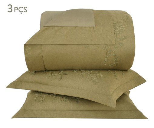 Jogo de Cobre-Leito Luxus Oliver Kaki, beige | WestwingNow
