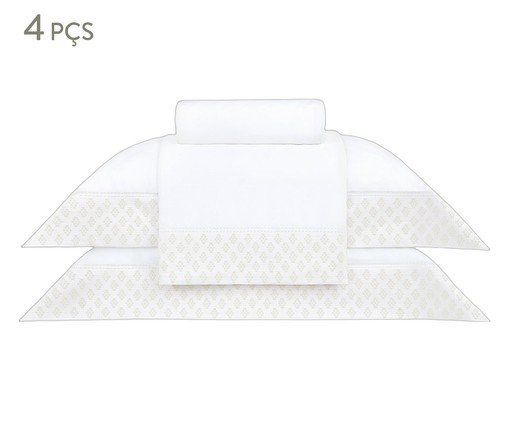 Jogo de Lençol Luxus Prisma Branco e Bege 400 Fios, white | WestwingNow