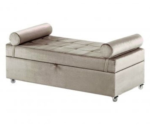 Recamier Baú em Veludo Kermit - Prateado, Branco, Colorido | WestwingNow