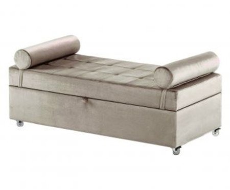 Recamier Baú em Veludo Kermit - Prateado