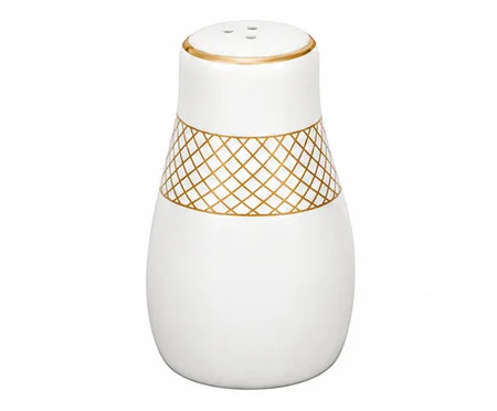 Jogo de Saleiro e Pimenteiro em Porcelana Regal Branco e Dourado | Westwing