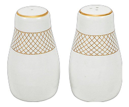 Jogo de Saleiro e Pimenteiro em Porcelana Regal Branco e Dourado, white | WestwingNow