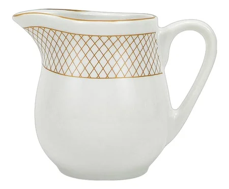 Leiteira em Porcelana Regal Branco e Dourado | Westwing