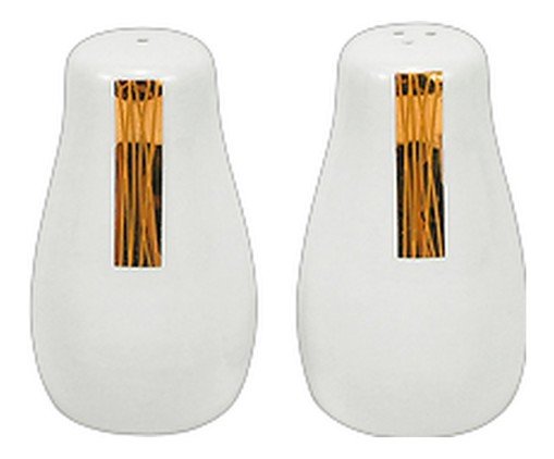 Jogo de Saleiro e Pimenteiro em Porcelana Lumie Branco e Dourado, white | WestwingNow