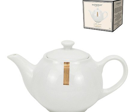 Bule em Porcelana Lumie Branco e Dourado | Westwing