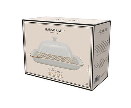 Manteigueira em Porceana Regal Branco e Dourado | Westwing