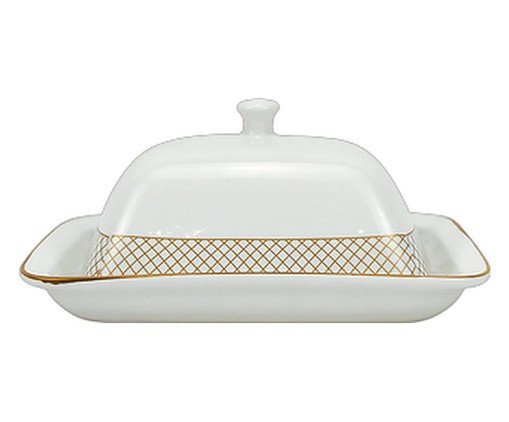 Manteigueira em Porceana Regal Branco e Dourado, white | WestwingNow