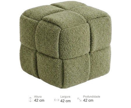 Pufe Cubo em Bouclé verde | Westwing