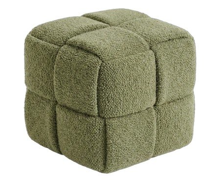 Pufe Cubo em Bouclé verde | Westwing