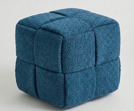 Pufe Cubo em Bouclé azul | Westwing