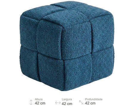 Pufe Cubo em Bouclé azul | Westwing