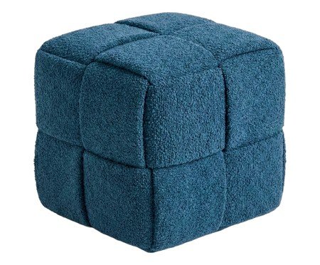 Pufe Cubo em Bouclé azul | Westwing