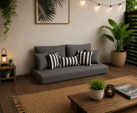 Futon Turco com Almofadas cinza | Westwing