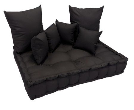 Futon Turco com Almofadas preto | Westwing