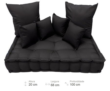 Futon Turco com Almofadas preto | Westwing