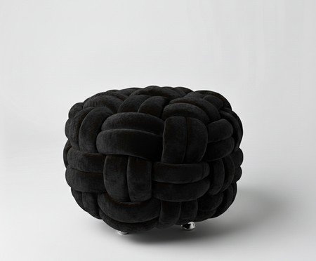 Pufe em veludo Máxi Tricot Preto | Westwing